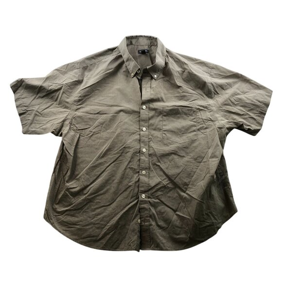 Van Heusen Mens Shirt Size 2XL Short Sleeve Button Down Checkered Casual Beige - Picture 1 of 10